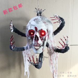 新款骷髅头骷髅手模型万圣节恐怖恶搞整蛊鬼屋摆件密室逃脱道具