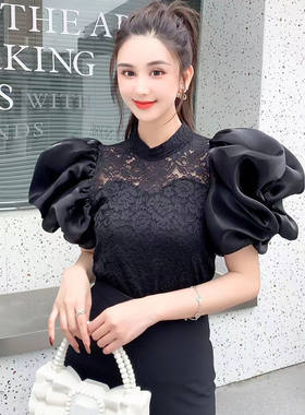 蕾丝网纱蕾丝衫设计感小众