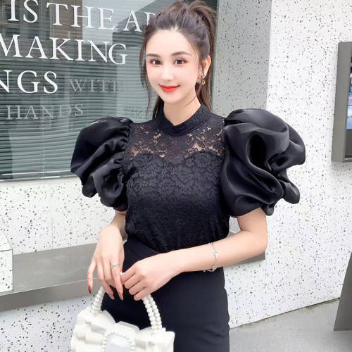 蕾丝网纱蕾丝衫设计感小众