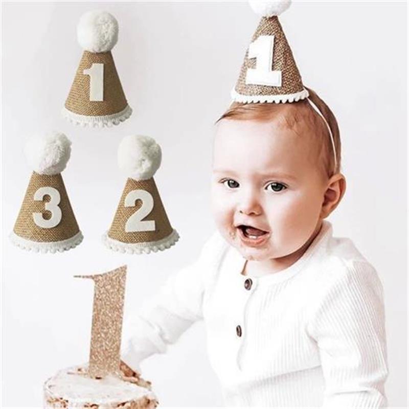 Size 13x9cm Birthday Hat For Little Baby 1 2 3 Year Boy