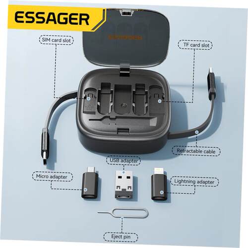 Essager USB C To Tpye C Cable PD 60W To Micro Lightning Func