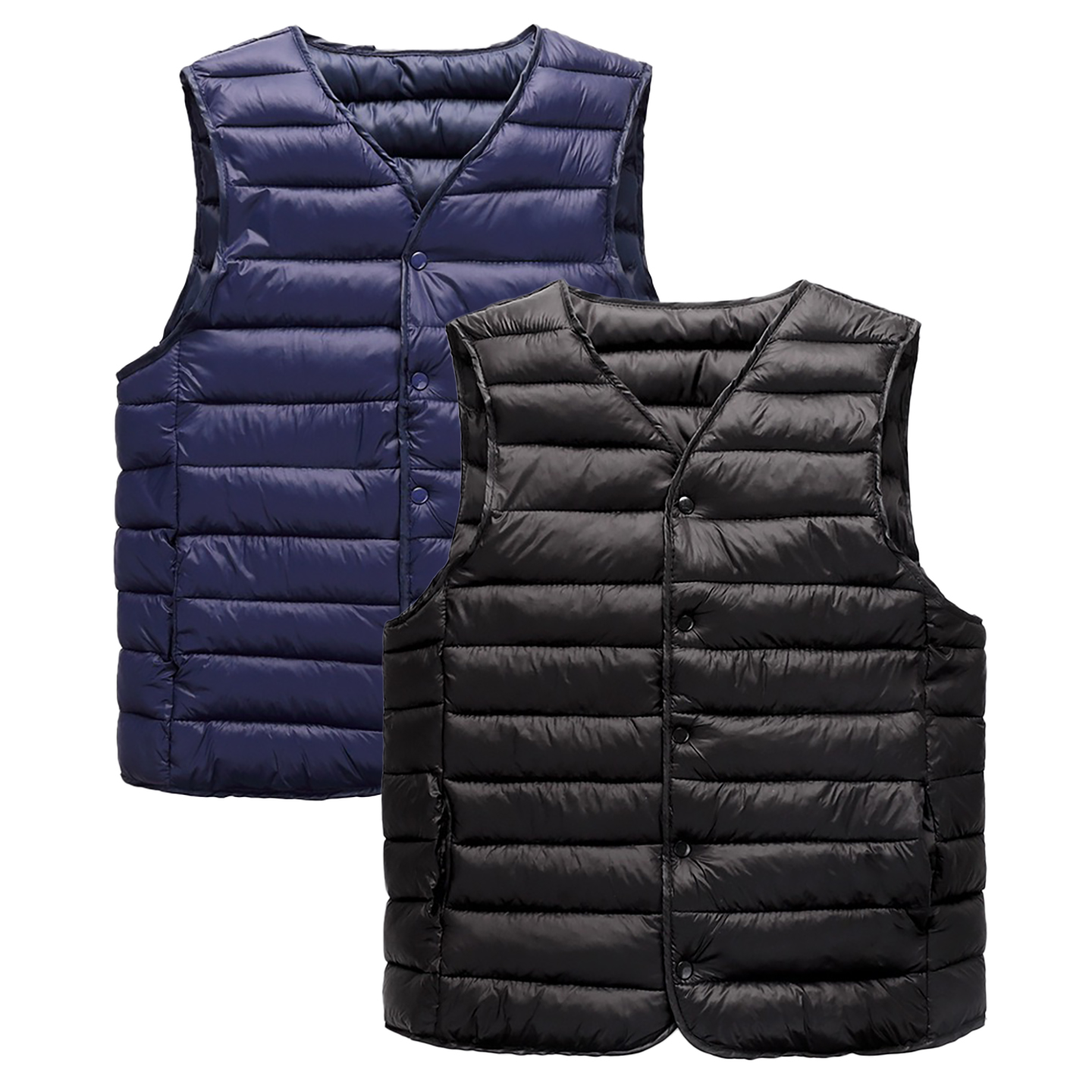 日本试衣间羽绒马甲v领男背心