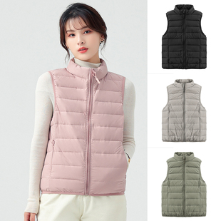日单优2025新款轻薄羽绒马甲女短款大码休闲运动秋冬季排骨背心