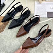 女夏2024年新款 韩版 百搭粗跟单鞋 凉鞋 软皮一字扣带仙女风罗马女鞋