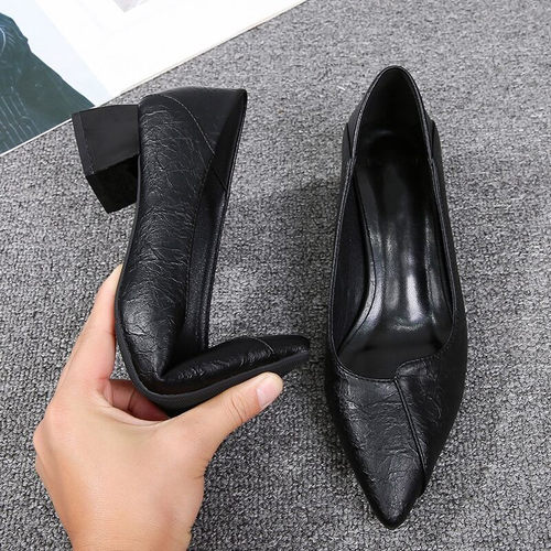 尖头高跟鞋粗跟皮鞋高跟鞋百搭
