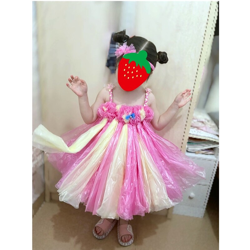 【新品】环保服装儿童时装秀幼儿园材料亲子走秀塑料袋创意表演服