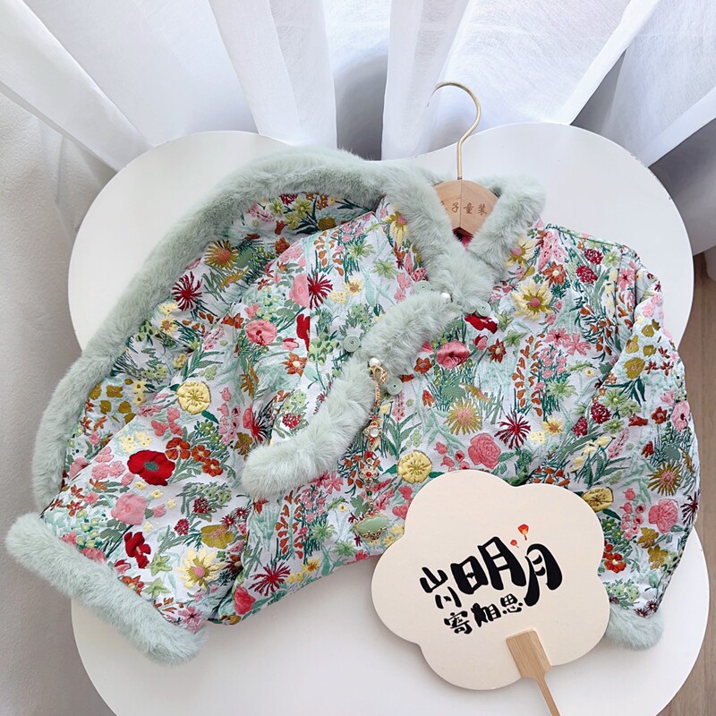 女童旗袍秋冬季儿童拜年服复古改良中国风连衣裙夹棉女孩唐装汉服