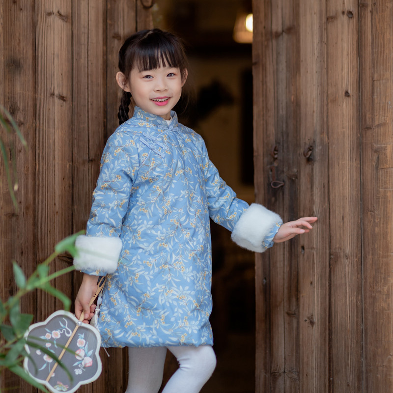 拜年服女童旗袍裙秋冬季儿童唐装夹棉中式高端改良宝宝汉服中国风