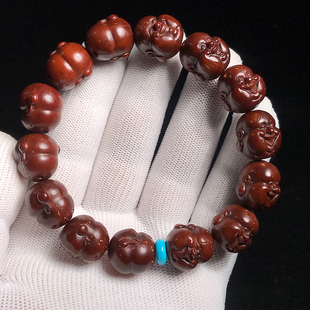 紫金鼠雕刻手串男士弥勒佛 招财鼠手链女三眼菩提子精品佛珠文玩