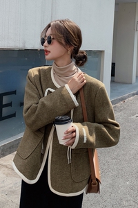 主推款！已上传买家秀！！复古小香风韩版毛呢外套2225P160控238图片