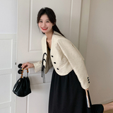 秋季女装小香风春秋时尚套装裙子文艺复古西装小清新显瘦气质高腰，女装短外套，维壹
