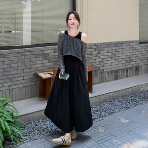 法式气质赫本风背心长裙女2025春秋季新款显瘦针织罩衫图片