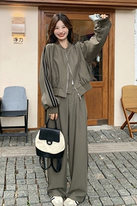 军绿色休闲卫衣运动套装女春秋时髦洋气美式复古冷淡系甜酷两件套图片