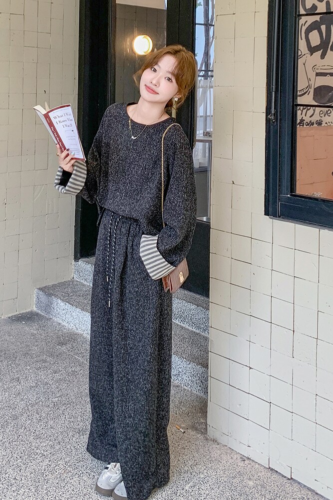 深灰色小香风套装韩系松弛感气质一整套阔腿裤6061P135k198,女装套装/套裙,维壹