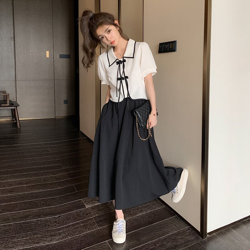 【现货]夏季新中式风盘扣上衣a字半身裙两件套3003P140控198,女装套装/套裙,维壹