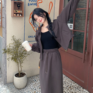休闲卫衣套装裙女春秋工装夹克半身裙盐系两件套6032P155K218图片