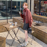 休闲百搭小个子外套秋季韩系chic酷飒立领夹克上衣6055P135K198，女装短外套，维壹