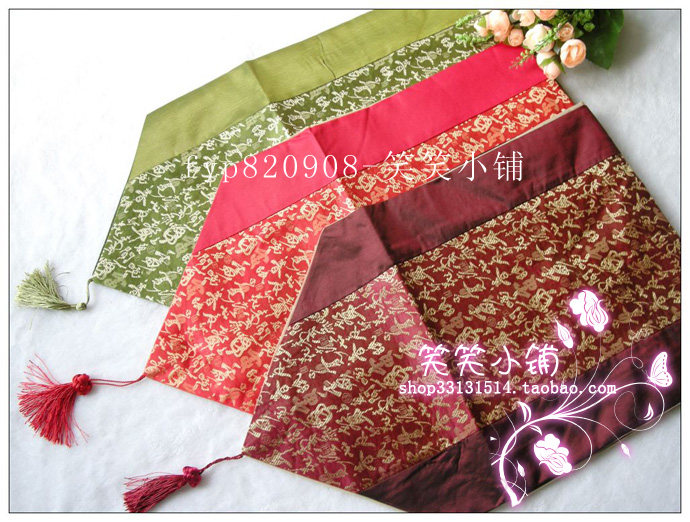 请仓特卖 杭州丝绸礼品★草书文字桌旗|床椅旗 新居时尚家饰 多色