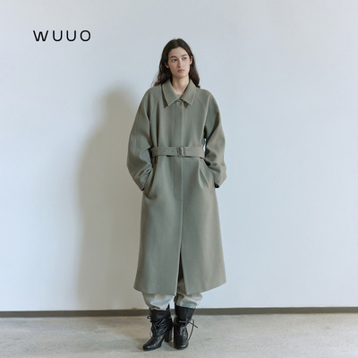 WUUO羊毛大衣女直筒中长毛呢外套