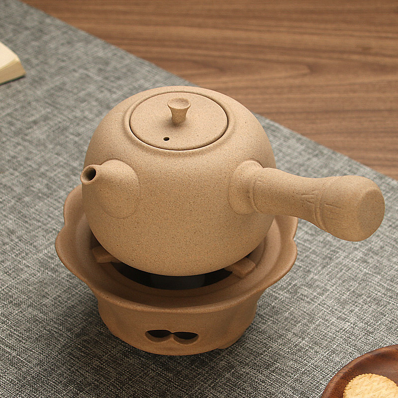 围炉煮茶麦饭石煮水壶侧把泡茶烧水壶酒精炉煮茶器陶瓷茶具可明火