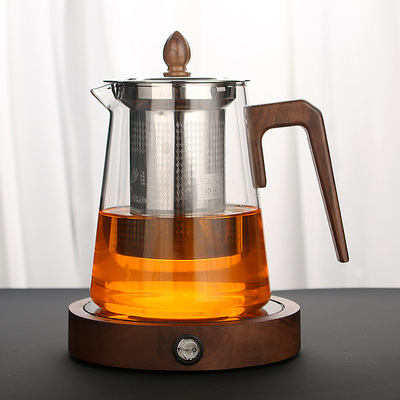 泡茶壶玻璃耐高温花茶绿茶冲茶器带滤网木把煮茶器保温茶具套装