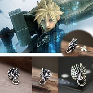 最终幻想7 FF7克劳德云狼头耳钉 925银耳环 FinalFantasy 潮单品
