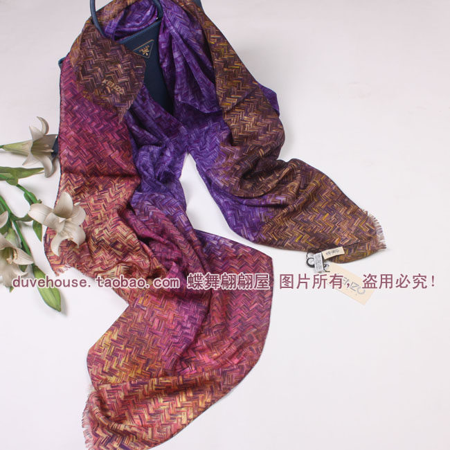欧美高端 数码喷绘3d竹节重磅真丝电力纺长巾 超大桑蚕丝丝巾披肩