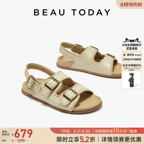 BeauToday真皮勃肯凉鞋度假风
