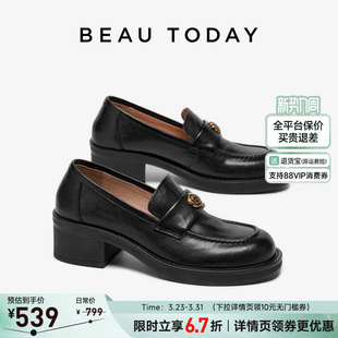 英伦风粗跟黑色单鞋 春miu系小皮鞋 女2026新款 BeauToday厚底乐福鞋