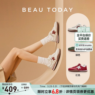 新款 红色阿甘鞋 春季 平底运动鞋 子女 BeauToday德训鞋 休闲板鞋 女款