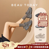 明星同款 BeauToday厚底老爹鞋 女2026增高鞋 子灰色运动鞋 ACE1