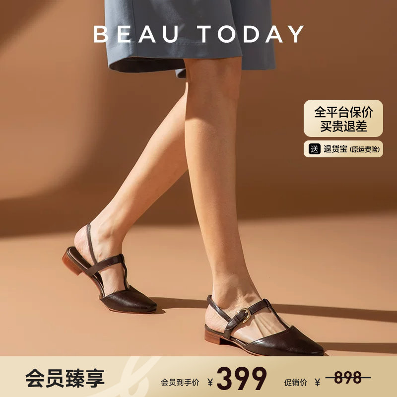 BeauToday夏季粗跟一字扣包头图片