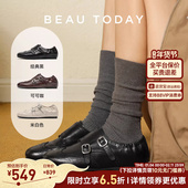 女2026新款 春英伦风小皮鞋 孟克鞋 BeauToday乐福鞋 布洛克雕花女鞋