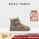 BeauToday厚底雪地靴女款 加绒加厚棉鞋 外穿女BT复古短靴毛毛靴女