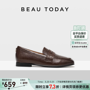 女款 女鞋 春季 BT一脚蹬浅口单鞋 英伦风小皮鞋 BeauToday复古乐福鞋