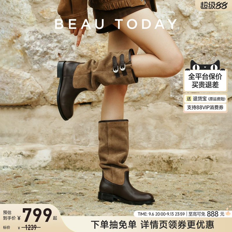 BeauToday西部堆堆靴骑士靴子图片