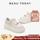 女款 轻便运动鞋 春季 BeauToday厚底小白鞋 白色板鞋 增高休闲鞋 单鞋