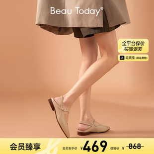 女款 法式 玛丽珍鞋 拖鞋 BeauToday包头凉鞋 女平底凉鞋 女 清仓款