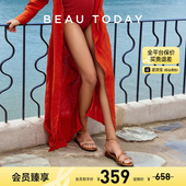 清仓款 凉拖鞋 BeauToday罗马凉鞋 夏季 平底凉鞋 女款 法式 女外穿