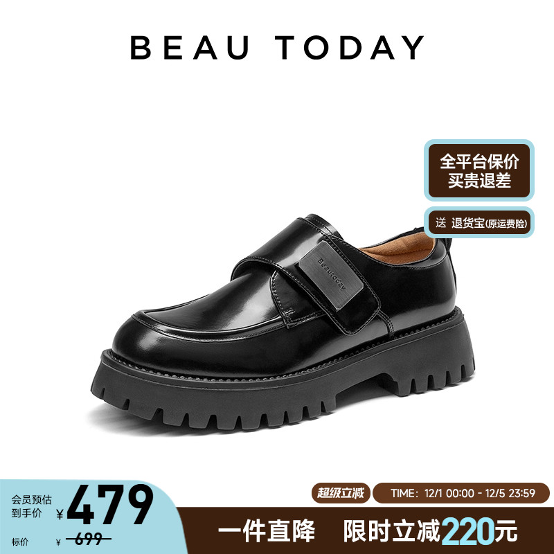 魔术贴设计 厚底增高 英伦风小皮鞋 不磨脚