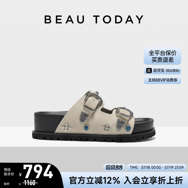 BeauToday厚底勃肯凉鞋女