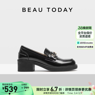 BeauToday厚底乐福鞋女2026新款春季英伦风miu系小皮鞋黑色单鞋女