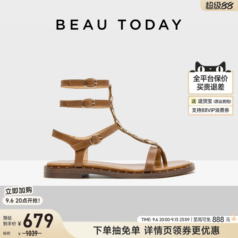 BeauToday罗马凉鞋平底凉鞋图片