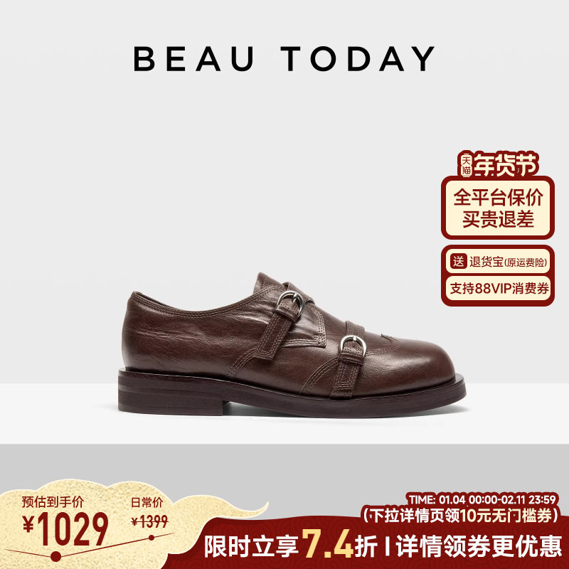 BeauToday粗跟乐福鞋女款2026新款春季孟克鞋英伦风小皮鞋单鞋子,女鞋,乐福鞋（豆豆鞋）,淘宝优惠券,粉丝福利购,淘宝优惠卷