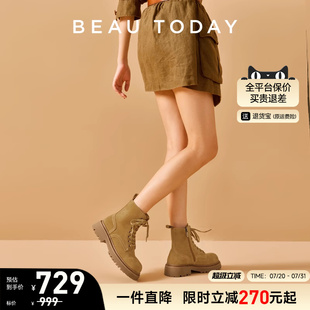 BT厚底短靴女短筒時裝 BeauToday英倫風馬丁靴女款 2025新款 夏季 靴