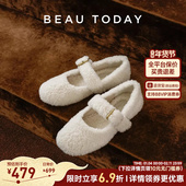 女款 毛毛鞋 2026新款 BeauToday加绒玛丽珍鞋 加厚棉鞋 平底鞋 女鞋 子
