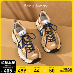 BeauToday彩屿系列老爹鞋女厚底鞋BT复古增高运动鞋女透气休闲鞋