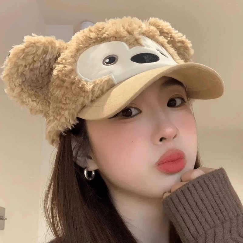 可爱平替达菲毛绒棒球帽女生保暖
