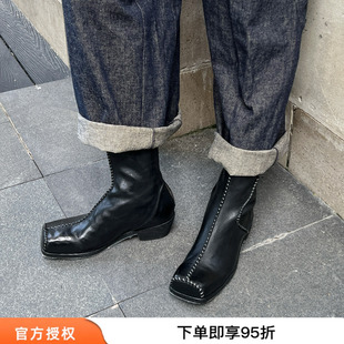 王鹤棣同款 2026新款 手工雾绒马皮短靴鞋 子水洗靴子女 AFFLATUS3