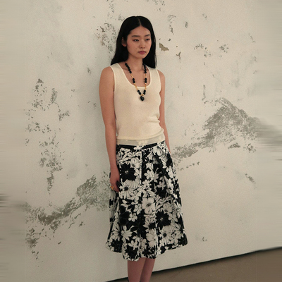 Sesaar赛萨 2025新款Ladiva拉迪瓦半裙提花夏季肌理亚麻直筒裙